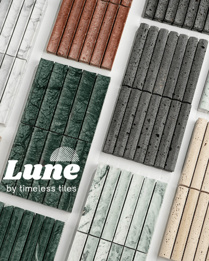 โมเสคหินธรรมชาติ TIMELESS TILES รุ่น LUNE 30.5X30 ซม. หินทราเวอร์ทีน สีเบจ โมเสกแท่งทรงโค้งครึ่งวงกลม
